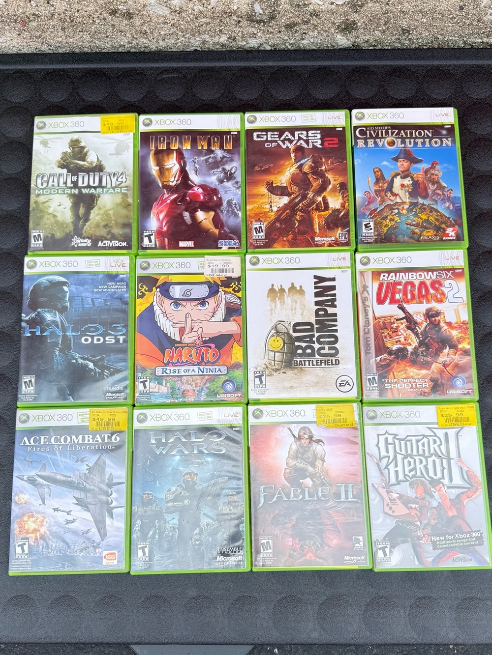 Microsoft Xbox 360 Games Bundle - Green Cases